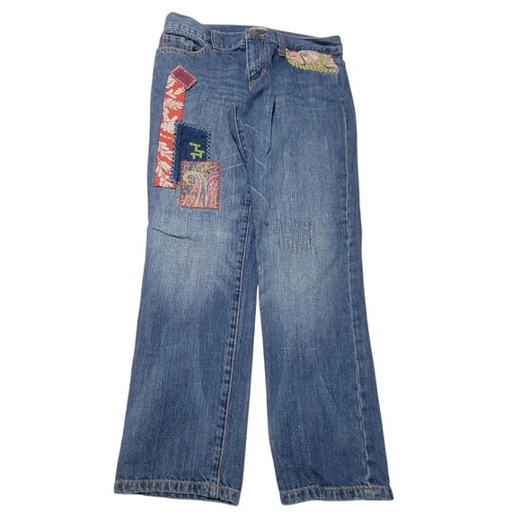 Cabi Jeans Womens Size 2 Straight Leg Low Rise Medium Wash Patchwork Denim Pants - Picture 2 of 8